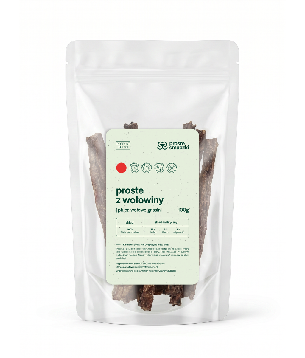 PROSTE Z WOŁOWINY | płuca wołowe grissini GRYZAK 100g